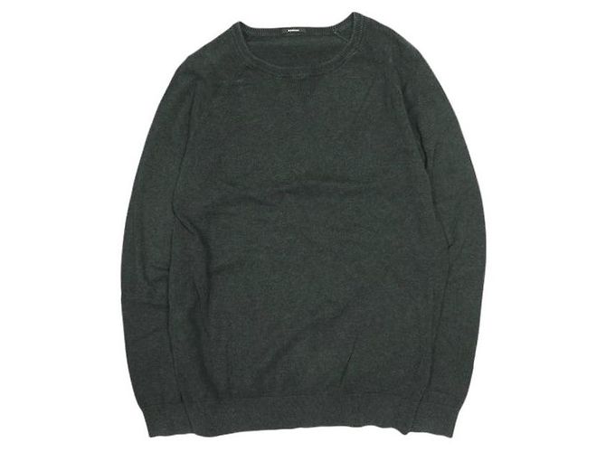 Autre Marque Hochwertiger Baumwollpullover mit Rundhalsausschnitt und V-Einsatz von DENHAM Braun Anthrazitgrau