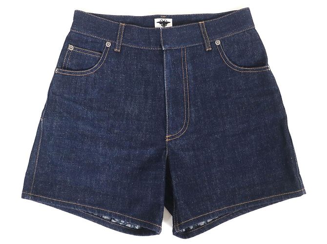 Denim-Shorts mit obliquem Muster von Christian Dior Blau
