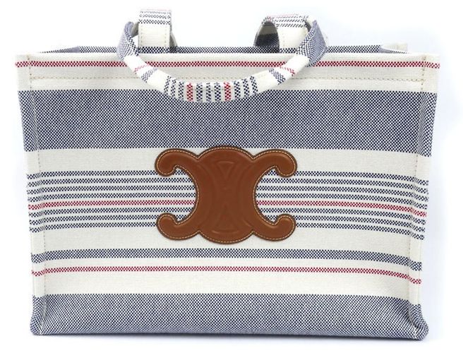 Céline Celine Large Cabas Thais Tote Bag White Red Blue