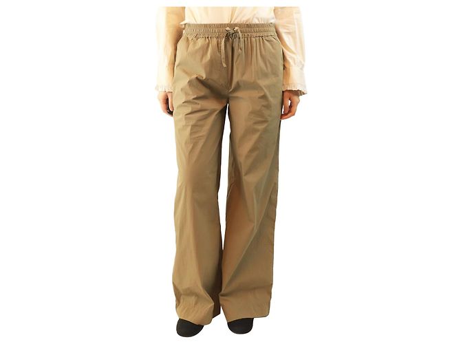 Parosh Neutral elasticated taffeta trousers - size M