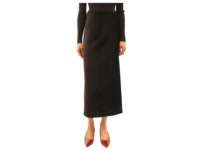 Alaïa Schwarze Fleece-Midirock - Größe UK 8