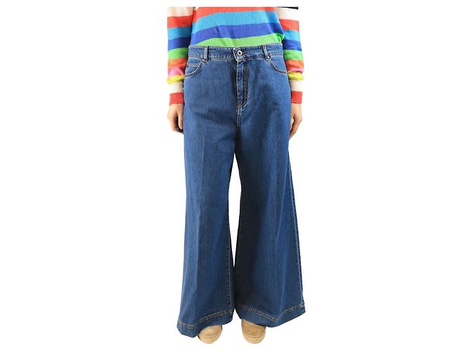 Weekend Max Mara Blue wide-leg jeans - size UK 14