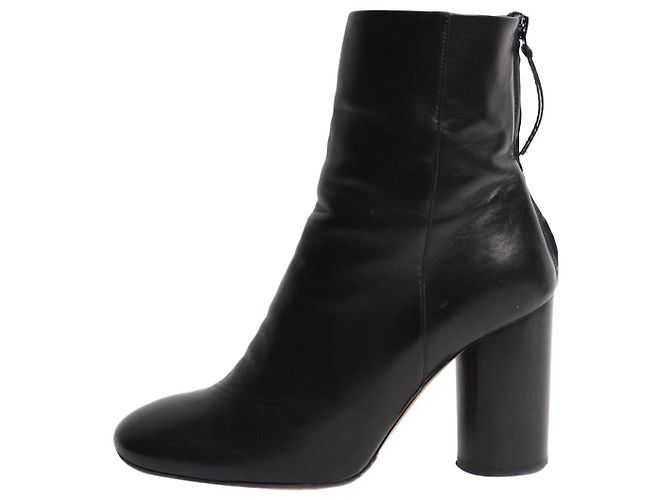 Isabel Marant Black blocked heel leather ankle boots - size EU 37 (UK 4)