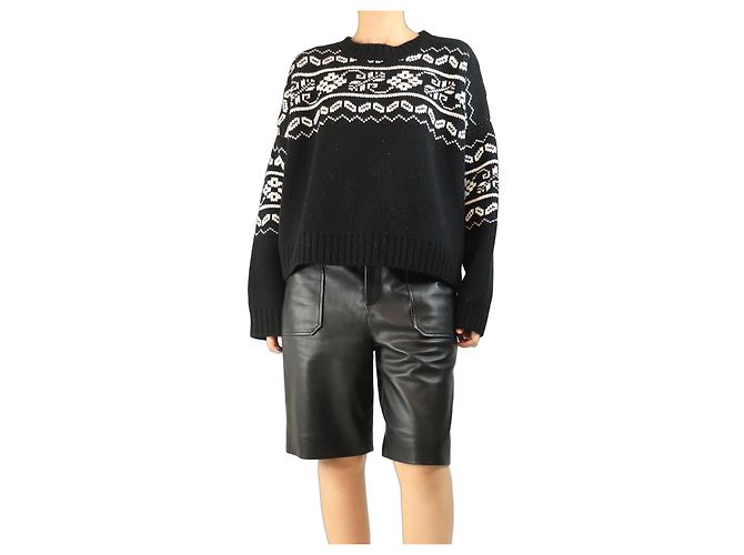 Autre Marque Schwarz-weißer Fair Isle-Pullover - Größe M 