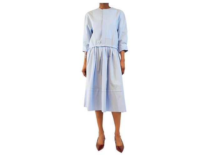 Marni Midi-Kleid aus blauer Baumwollpopeline - Größe UK 6