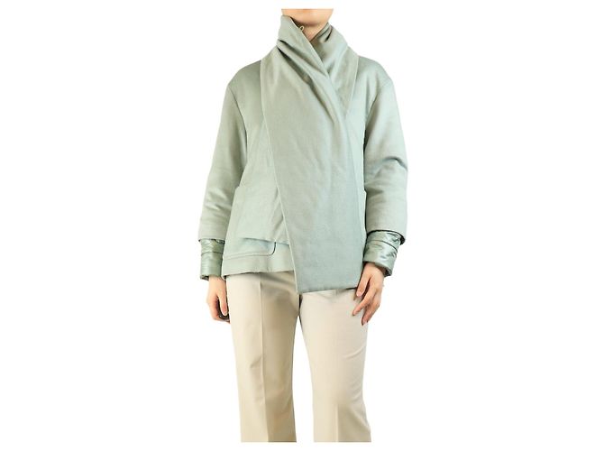 Herno Sagegrüne Kaschmir-Jacke mit Pufferfutter - Größe UK 10