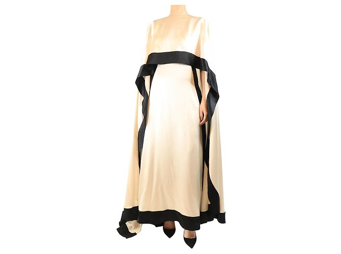Autre Marque Maxikleid aus neutralem Satin-Seide - Größe M