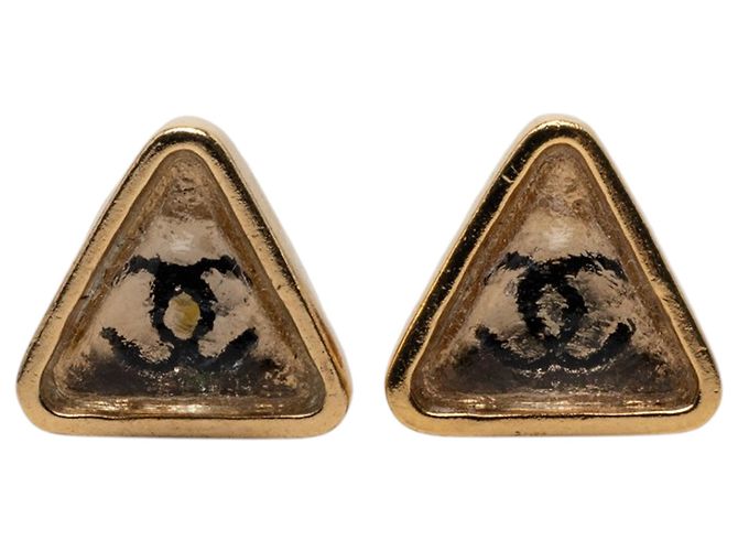Chanel Gold CC vergoldete Gripoix Dreieck Ohrringe Golden