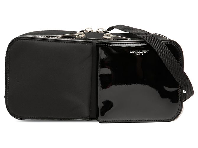 Borsa a tracolla in nylon nero e vernice Saint Laurent