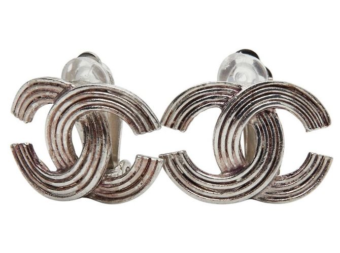Orecchini a clip Chanel Coco Mark Logo Argento 