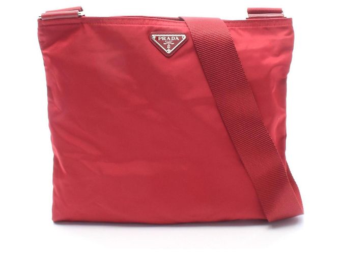 Bolsa de ombro com logo triangular Prada Vermelho