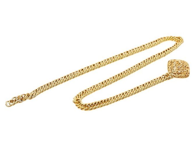 Cinturón de cadena chapado en oro Chanel Coco Mark Dorado