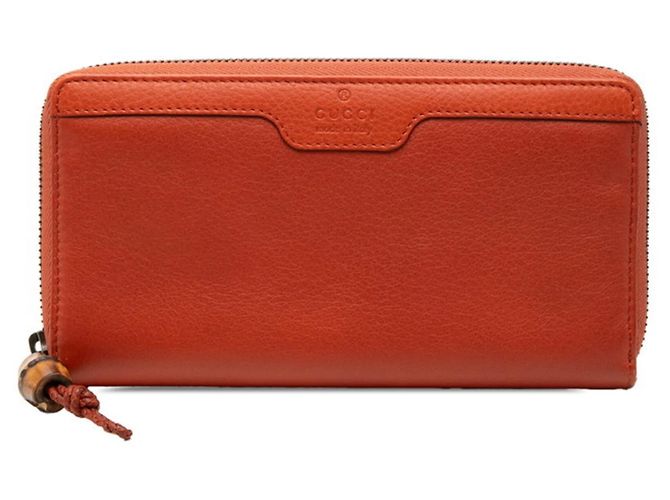 Gucci Bamboo Round Zip Long Wallet Orange