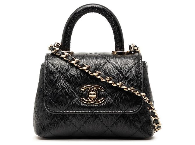 Borsa micro Coco Handle Matelassé di Chanel Nero