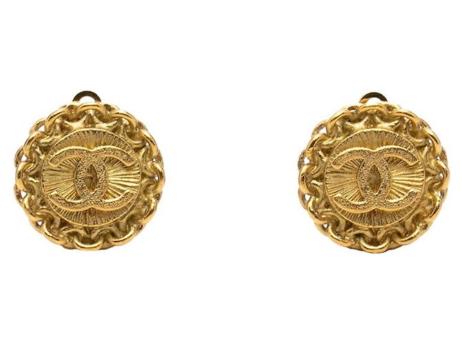 Orecchini vintage a clip Chanel Coco Mark D'oro