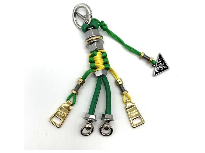 Charm de bolsa em couro x metal Robot da Prada Verde