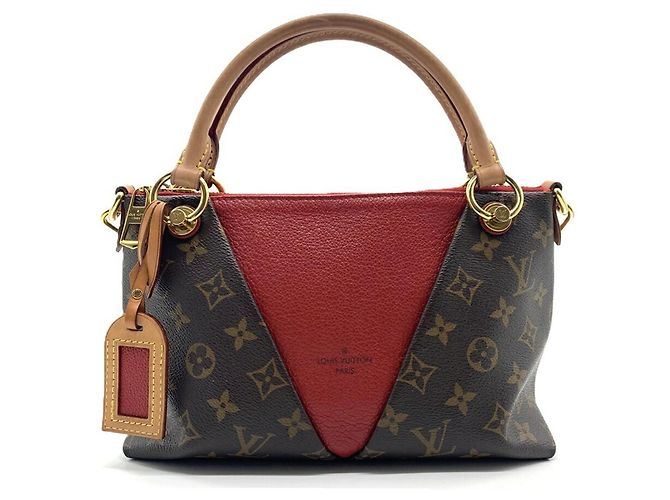 Borsa V Tote BB Monogram Louis Vuitton Marrone Rosso Fuschia Monogramma