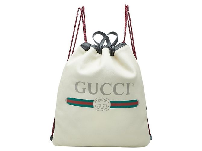Gucci Sherry Line Drawstring Backpack Cream