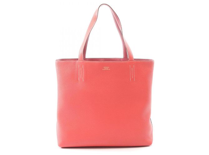 Bolsa tote reversível Double Sens 45 da Hermès Rosa Vermelho Bordeaux