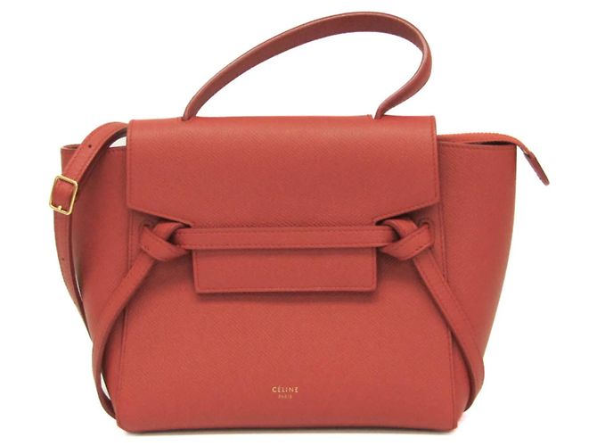 Belt Bag Céline Sac ceinture Celine en cuir texturé nano Rouge