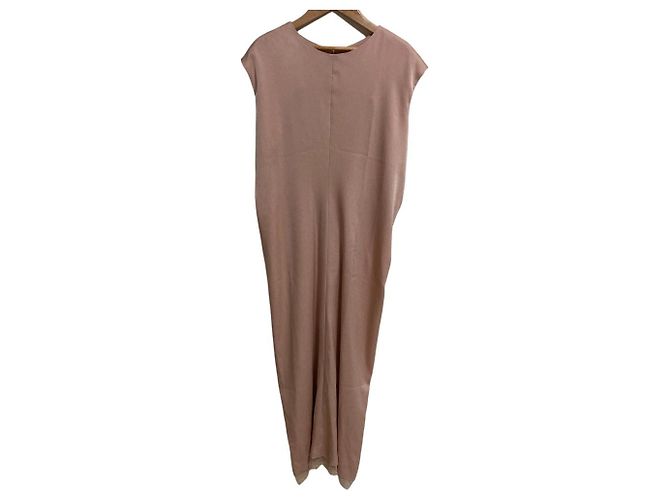 Autre Marque Langes Kleid aus Triacetat mit Spitze BAUME Beige