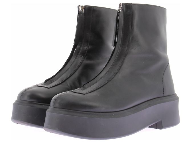 Botines de cuero negro The Row