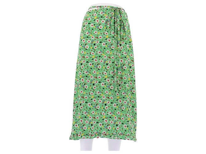 Falda Miu Miu verde estampada de viscosa