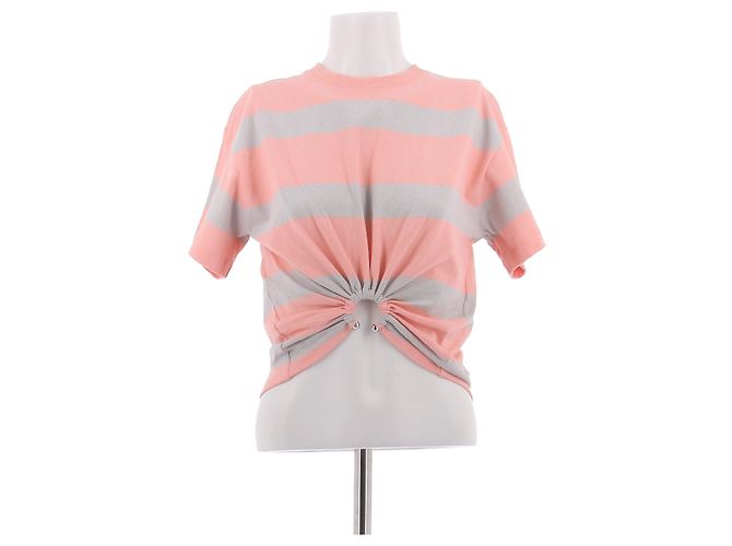 Paco Rabanne Camiseta rosa a rayas