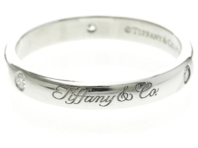 Anillo de boda de platino Tiffany & Co. Notes con diamantes Plata