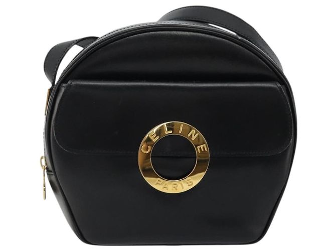 Céline Celine Circle Logo Leather Noir