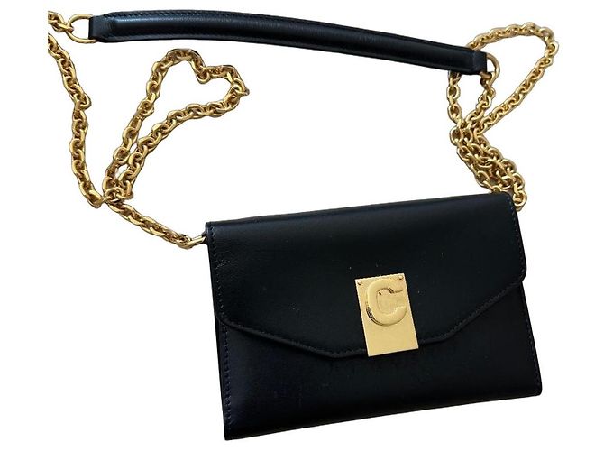 Clutch Phone Céline in pelle nera Nero