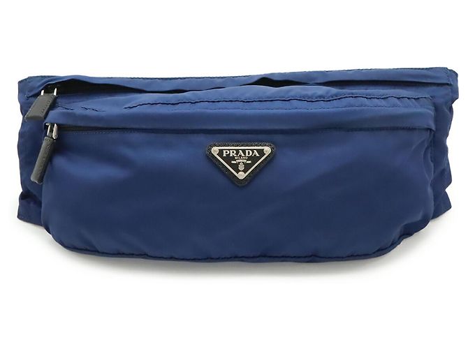 Borsa a Tracolla Prada Triangle in Nylon Nero Blu
