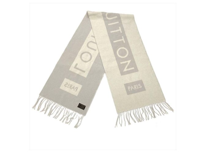 Bufanda Baroda de cachemira Louis Vuitton Castaño Blanco