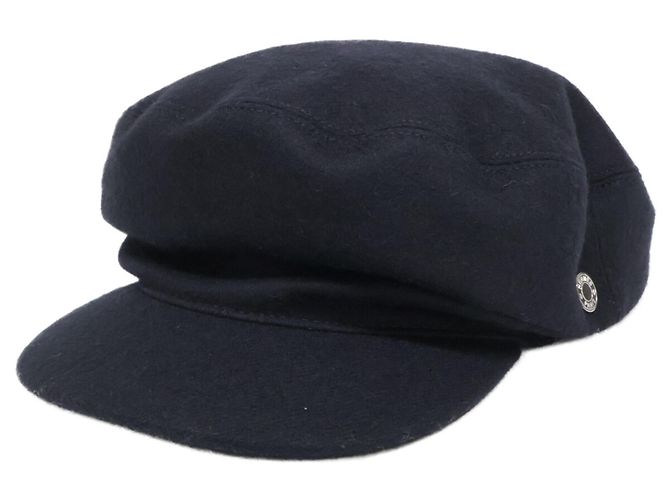 Boné de lã com botão Hermès Sellier Preto