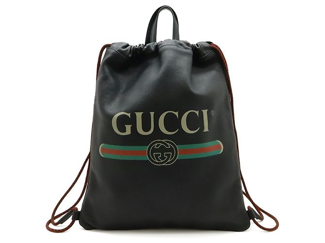 GUCCI Print Drawstring Backpack Black Red Green