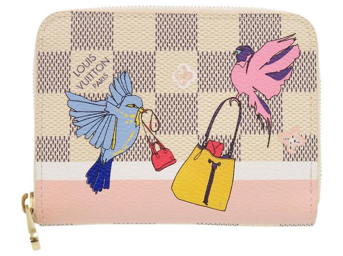 Monedero Zippy Louis Vuitton Damier Azur Rosa Blanco