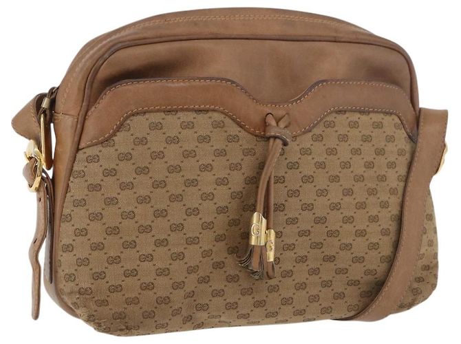 Gucci Borsa a spalla Micro GG Supreme PVC Beige Oro Auth 175309 D'oro