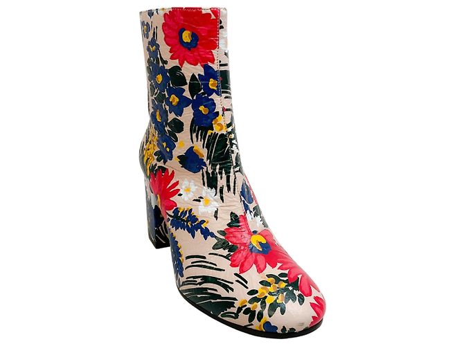 Botines de cuero con estampado floral múltiple Balenciaga Multicolor