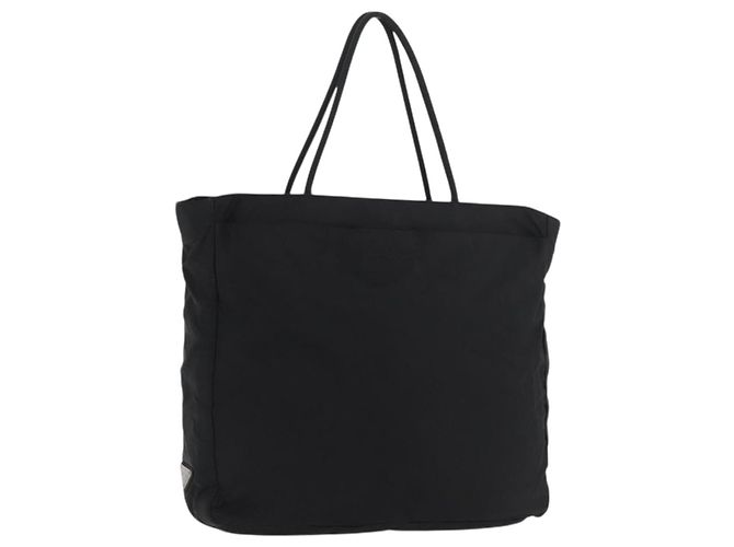 PRADA Tote Bag Nylon Black Silver Auth 176592 Silvery