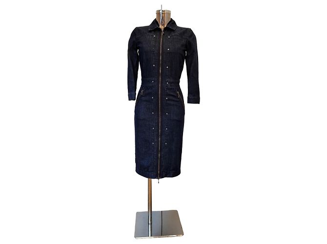 Vestido de denim ajustado Alexander McQueen Azul marinho