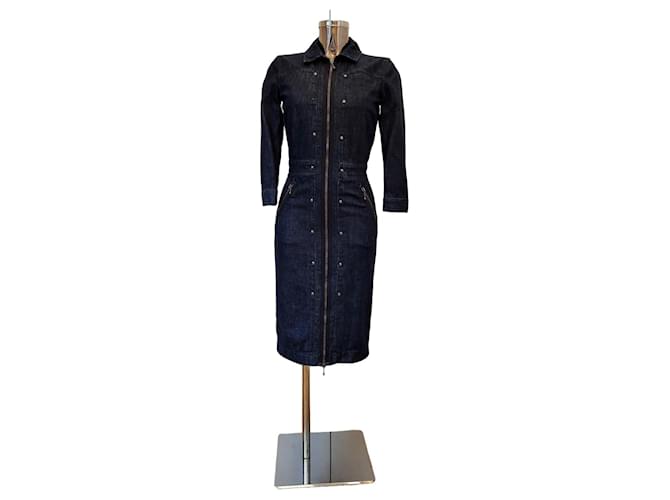 Alexander McQueen fitted  denim dress Navy blue