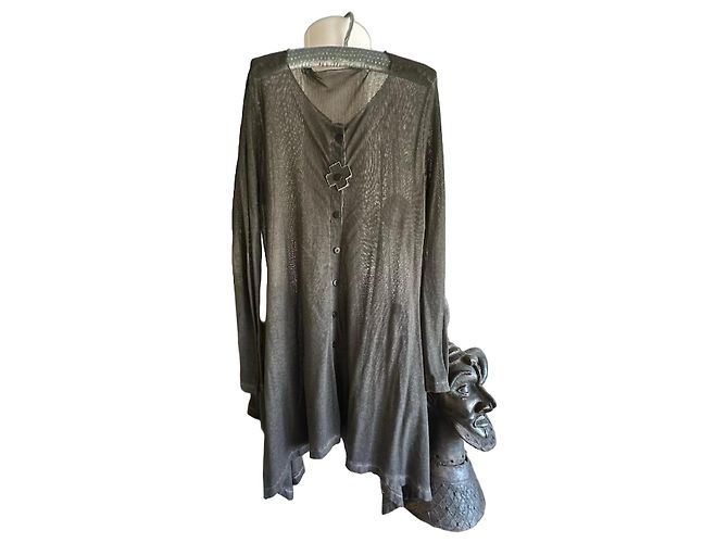 Autre Marque Langer grauer Mesh-Cardigan