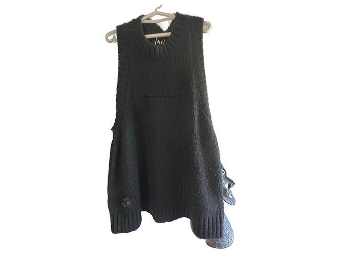 Autre Marque PLU Strickweste aus Wolle in Schwarz