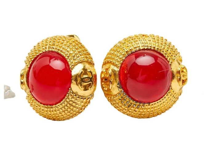 Orecchini Clip Gripoix Coco Mark di Chanel Rosso D'oro