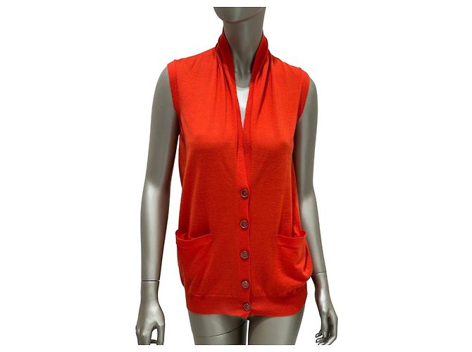 Ärmellose orange Wollweste Hermès Lemaire S/M gebraucht