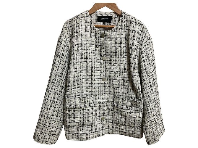 Autre Marque COMME CA ISM Tweed Collarless Jacket White