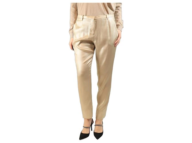 Brunello Cucinelli Neutrale Seidenhose - Größe UK 12