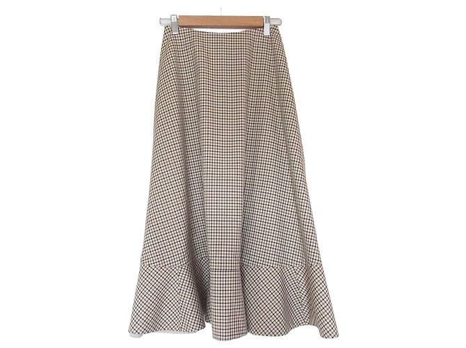 Autre Marque Karierte lange Glockenrock LE CIEL BLEU Beige