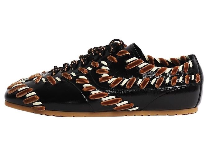 Dries Van Noten Schwarze veredelte Ledersneaker - Größe EU 38