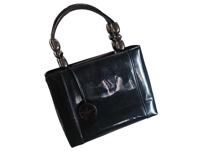 Sac à main Dior en cuir verni noir